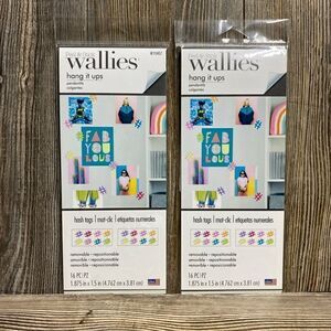 (2) Wallies HANG IT UPS Peel & Stick hashtag Clips Remove Reposition 32 Pieces